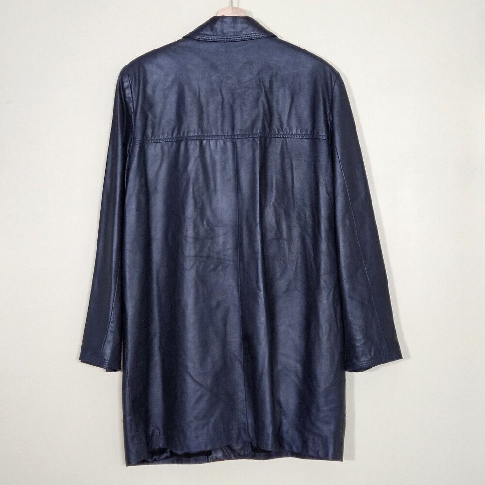 Danier Jacket Womens L Eggplant Purple Leather Pockets Buttons Lined Classic - Picture 16 of 16